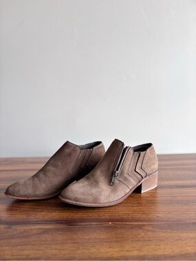 Brown Suede Zip Ankle Boots